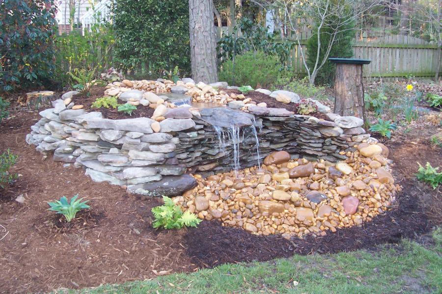 Rock garden with waterfall